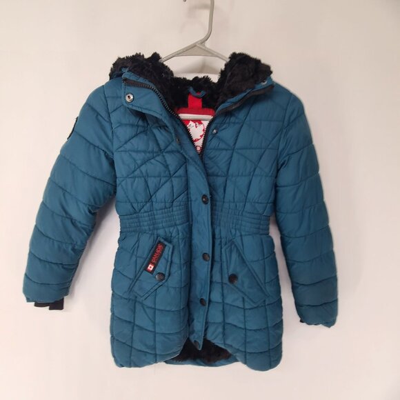 Canada Weather Gear Kid's Hooded Insulated Fleece Lined Winter Coat Blue Size S